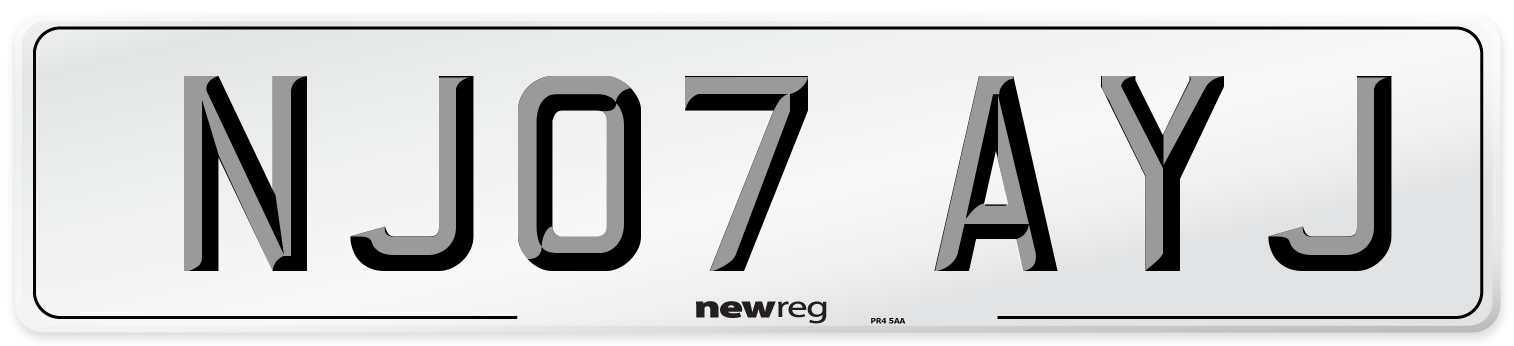 NJ07 AYJ Number Plate from New Reg